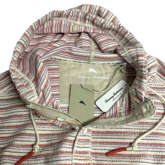 Tommy Bahama Men's Size Small North Beach Baja Hoodie Coconut Stripe - Picture 6 of 9